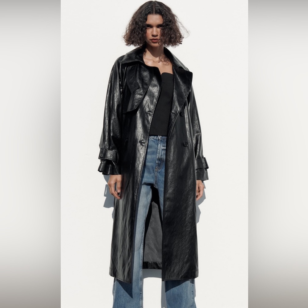 Brand new with tag Zara Belted faux leather trench coat